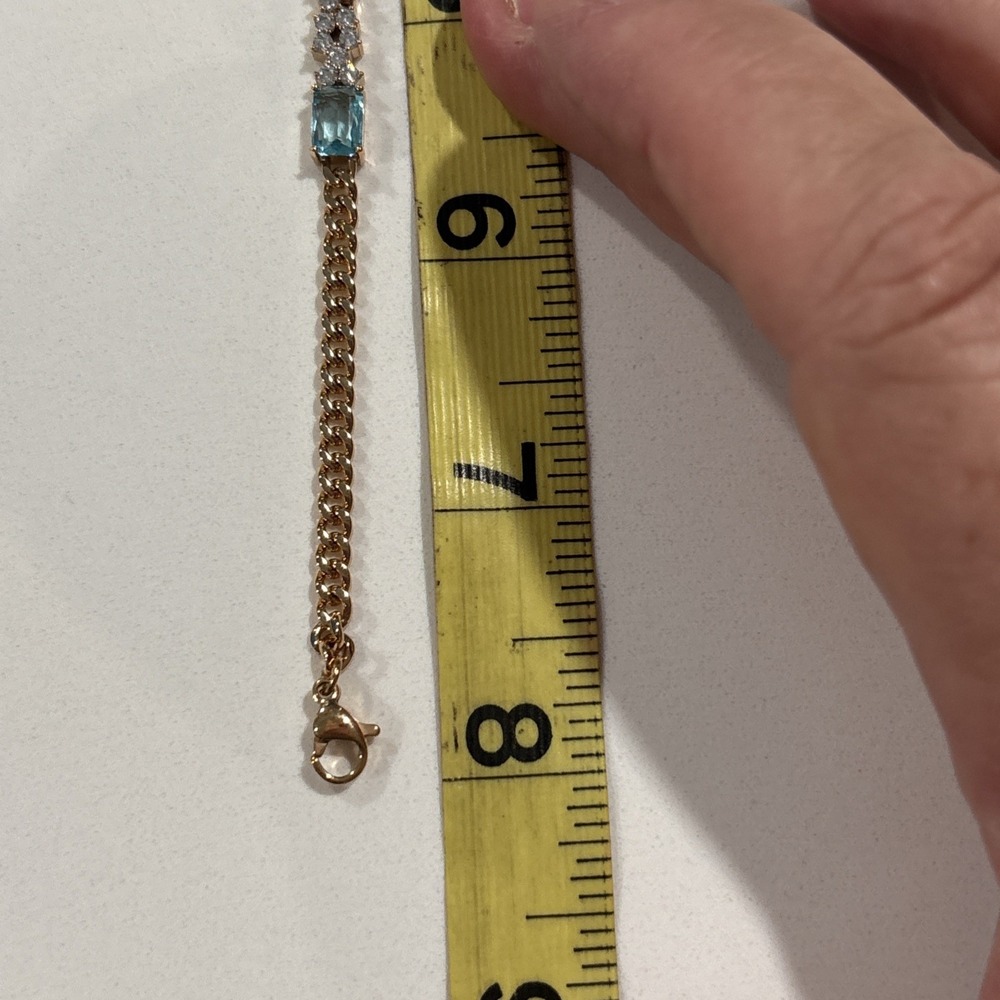 Gold Tone And Blue Topaz Bracelet And Ring Set NWOT - Picture 6 of 9